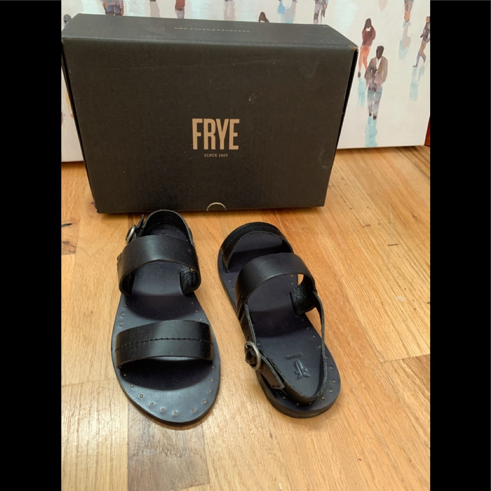 Frye Ally 2 Band Sling Black Sandal size 6.5